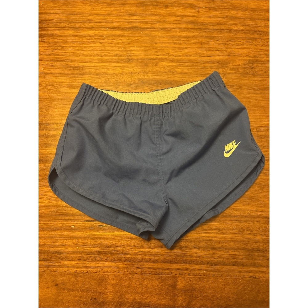 Vintage 80s Nike Sportswear Little Boys 7 Shorts Blue Athletic Running USA Made‎